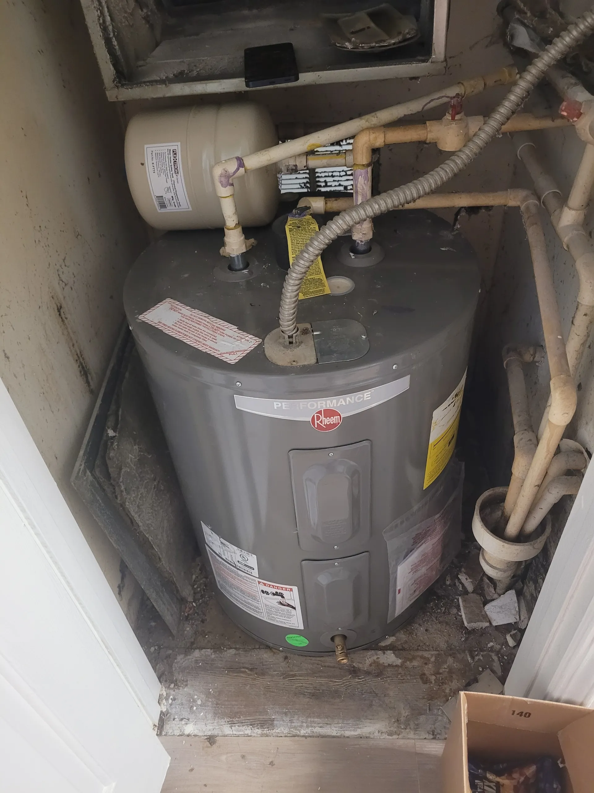 water heater installation in a home